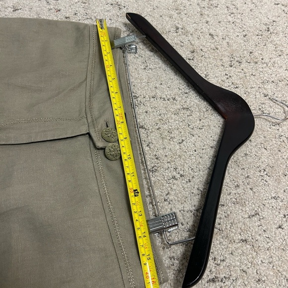 Pure Linen side 10p EUC ultra wide flair 100 percent linen pants with buttons - Picture 5 of 13